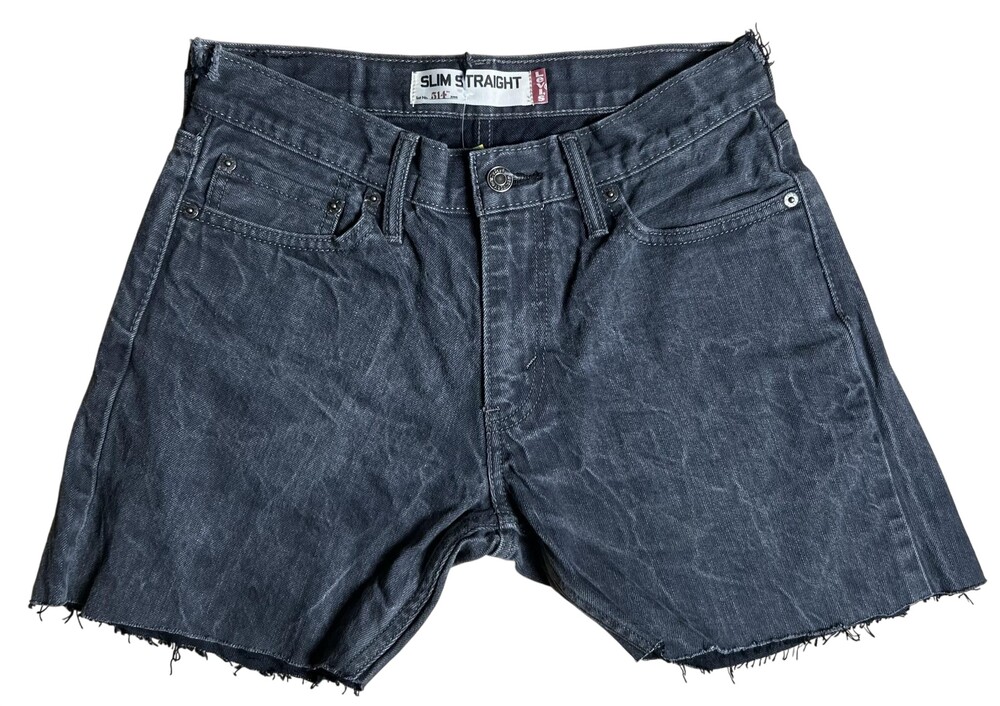 Levi's Shorts Mens 30 Gray Charcoal Wash Slim Straight Bermuda Distressed 514